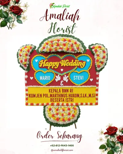 Karangan Papan Bunga Pernikahan di Wonokoyo